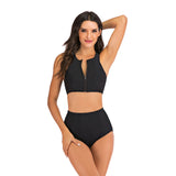Women Two Piece Swimsuit Crop Top High Waisted Bikini Bottom