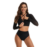 Womens Rash Guard Swimsuit Long Sleeve Bathing Suit 2 Piece Crop Tops