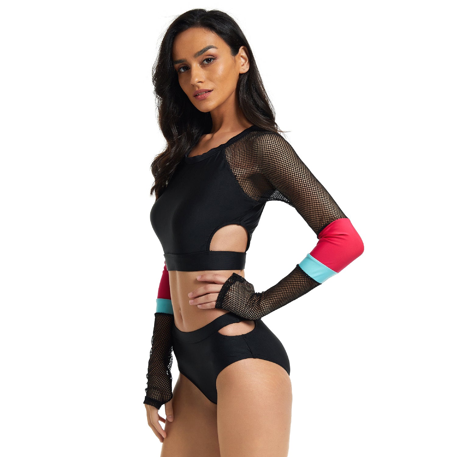 Women's Long Sleeve Swimsuits Cropped Rash Guard
