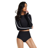 Women Rash Guard Long Sleeve Crop Top Swimsuits