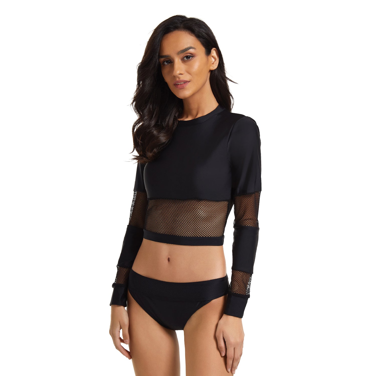Rash Guard for Women Long Sleeve Crop Top Swimsuit