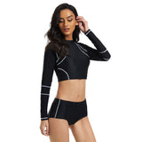 Long Sleeve Swimsuit for Women Crop Top Rash Guard