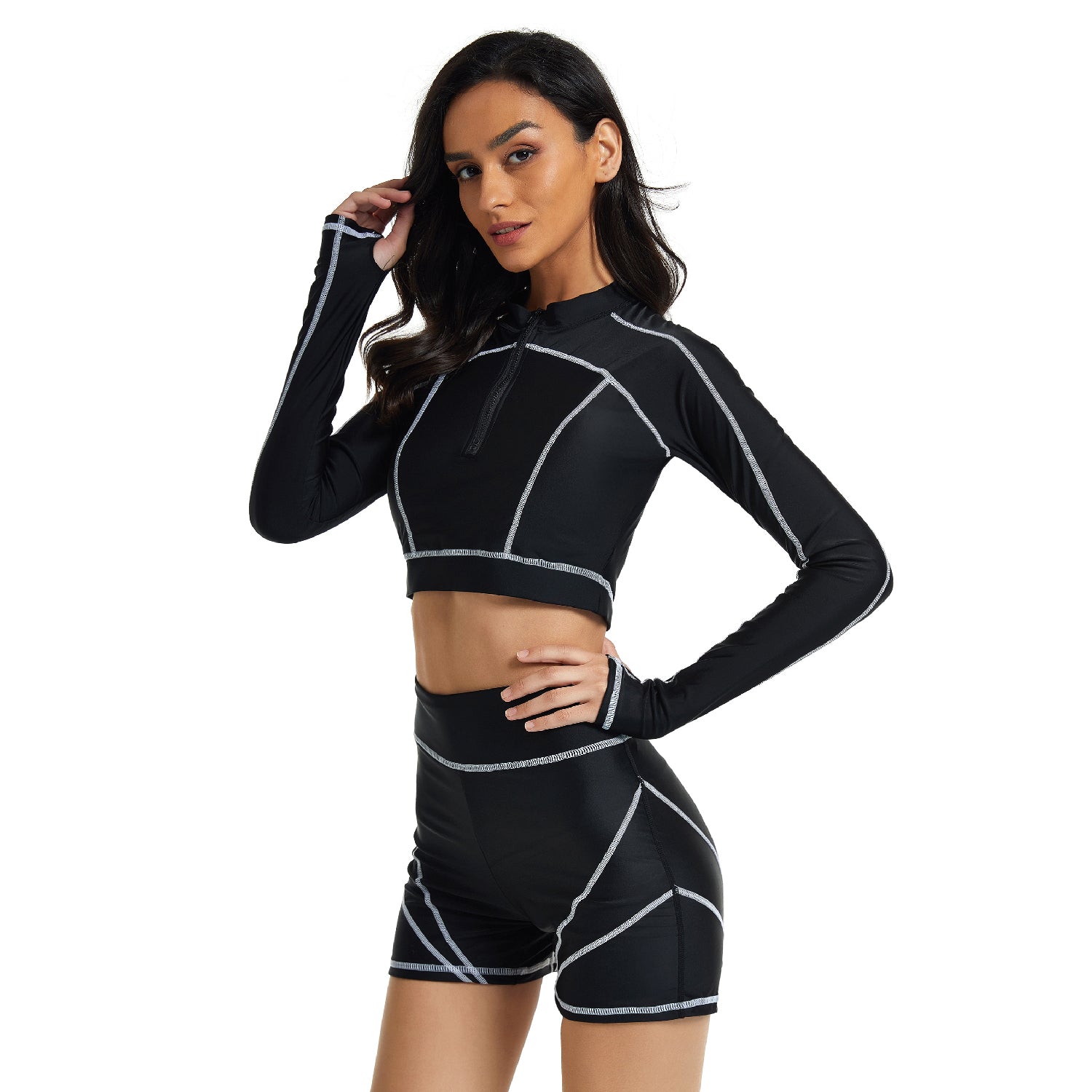 Women Long Sleeve Swimming Suit Sun Protection Beachwear