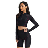 Swimsuits for Women Long Sleeve Crop Top Boyleg Rash Guard