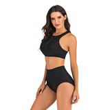 Women Two Piece Swimsuit Crop Top High Waisted Bikini Bottom