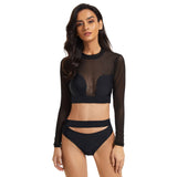 Women Swimsuit Crop Top Swim Shirt Long Sleeve Bikini