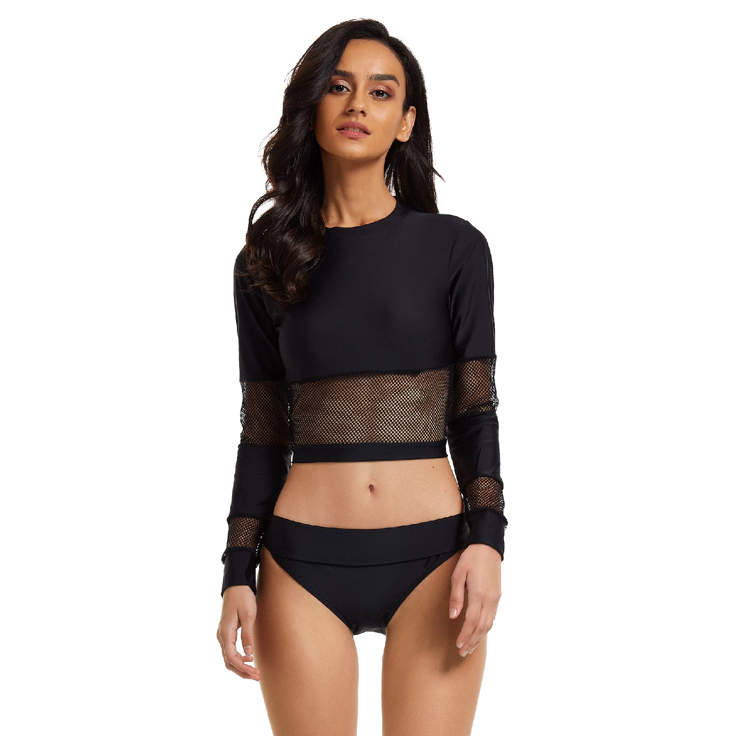 Rash Guard for Women Long Sleeve Crop Top Swimsuit