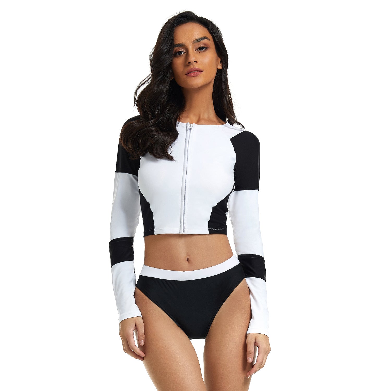 Long Sleeve Surfing Suit for Women Zipper Swimsuit