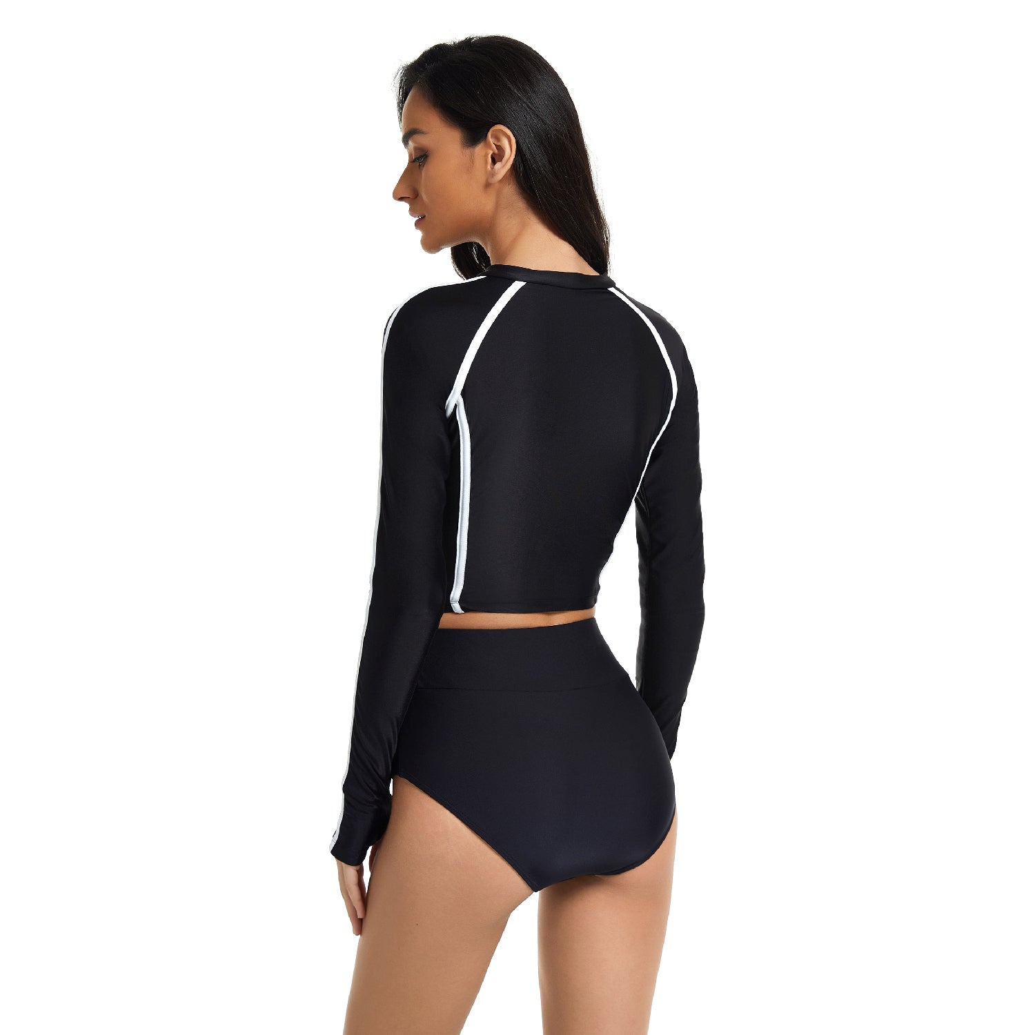 Women Rash Guard Long Sleeve Crop Top Swimsuits