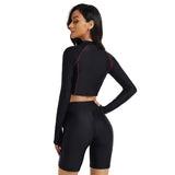 Swimsuits for Women Long Sleeve Crop Top Boyleg Rash Guard