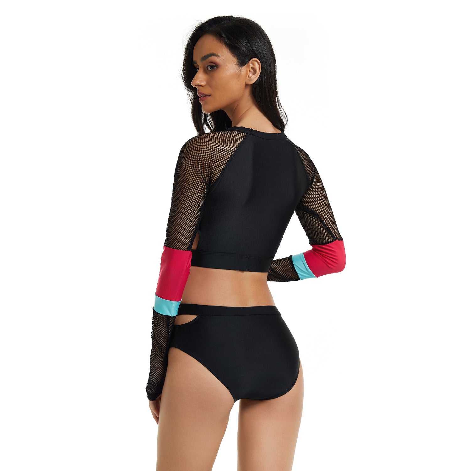 Women's Long Sleeve Swimsuits Cropped Rash Guard