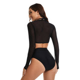 Womens Rash Guard Swimsuit Long Sleeve Bathing Suit 2 Piece Crop Tops
