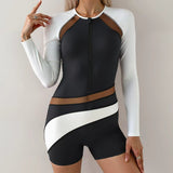 Women One piece Black and White Mesh Patchwork Surfwear Swimsuit Suitable for Beach Vacation