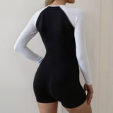 Women One piece Black and White Mesh Patchwork Surfwear Swimsuit Suitable for Beach Vacation