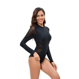 Women Long Sleeve Mesh One Piece Swimwear