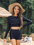 Women Long Sleeve Zipper Swimsuit Set
