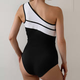 Women  Sleeveless One Shoulder Triangle One Piece Swimsuit
