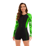 Long Sleeve Swimsuits for Women One Piece Bathing Suit Rash Guard Swimsuit Surfing Wetsuit Swimwear Boyshort UPF 50+