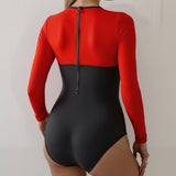 Women One piece Mesh Patchwork V-Neck Surfwear Beach Swimsuit