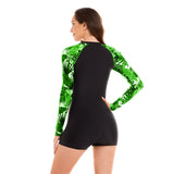 Long Sleeve Swimsuits for Women One Piece Bathing Suit Rash Guard Swimsuit Surfing Wetsuit Swimwear Boyshort UPF 50+