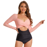 Long Sleeve Bathing Suit for Women Rash Guard Swimsuits Surfing Athletic Swimwear UPF 50+