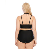 SiySiy Women's Plus Size Two Piece Sexy Black Fishnet Swimwear Triangle Bottoms Swimsuit