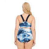 SiySiy Women's Plus Size Two Piece Wide Strap Swimsuit Leaf Pattern Bottoms Swimsuit