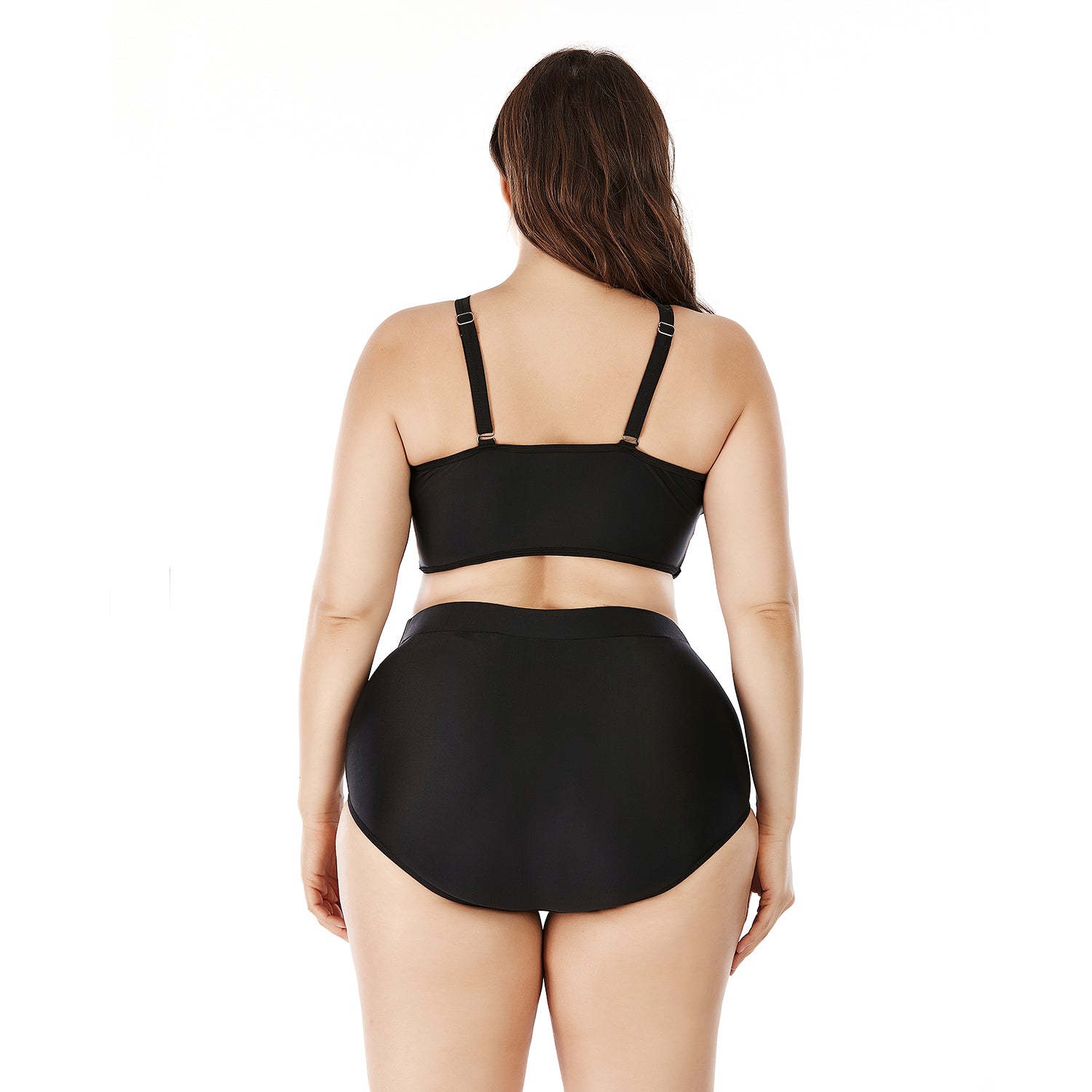SiySiy Women's Plus Size Two Piece Swimsuit Women's Mesh Pure Black Sexy Swimsuit