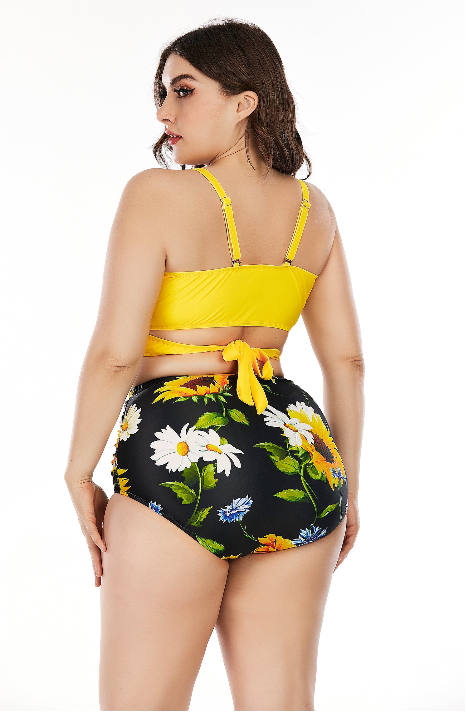 Women's Plus Size printing High Waist Bikini Swimsuit