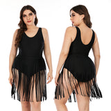 Women's Plus Size Fringe Hem Beach Swimsuit Bikini Swimsuit