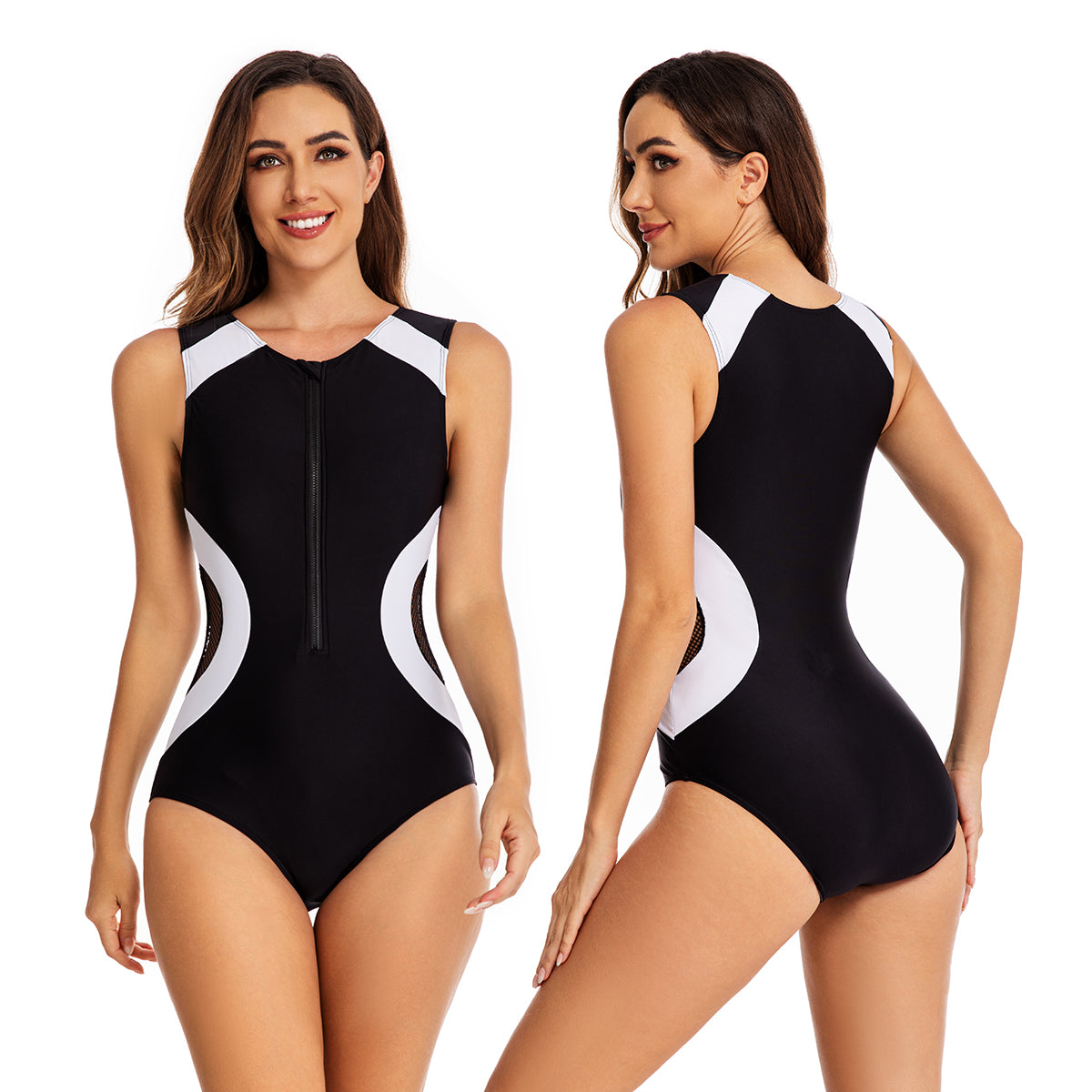 One Piece Zipper Swimsuits for Women