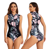 Floral Printed Sleeveless Surfing Swimsuits