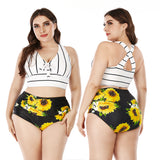 Women's Plus Size Printing High Waist Bikini Swimsuit Two Piece Bathing Suit