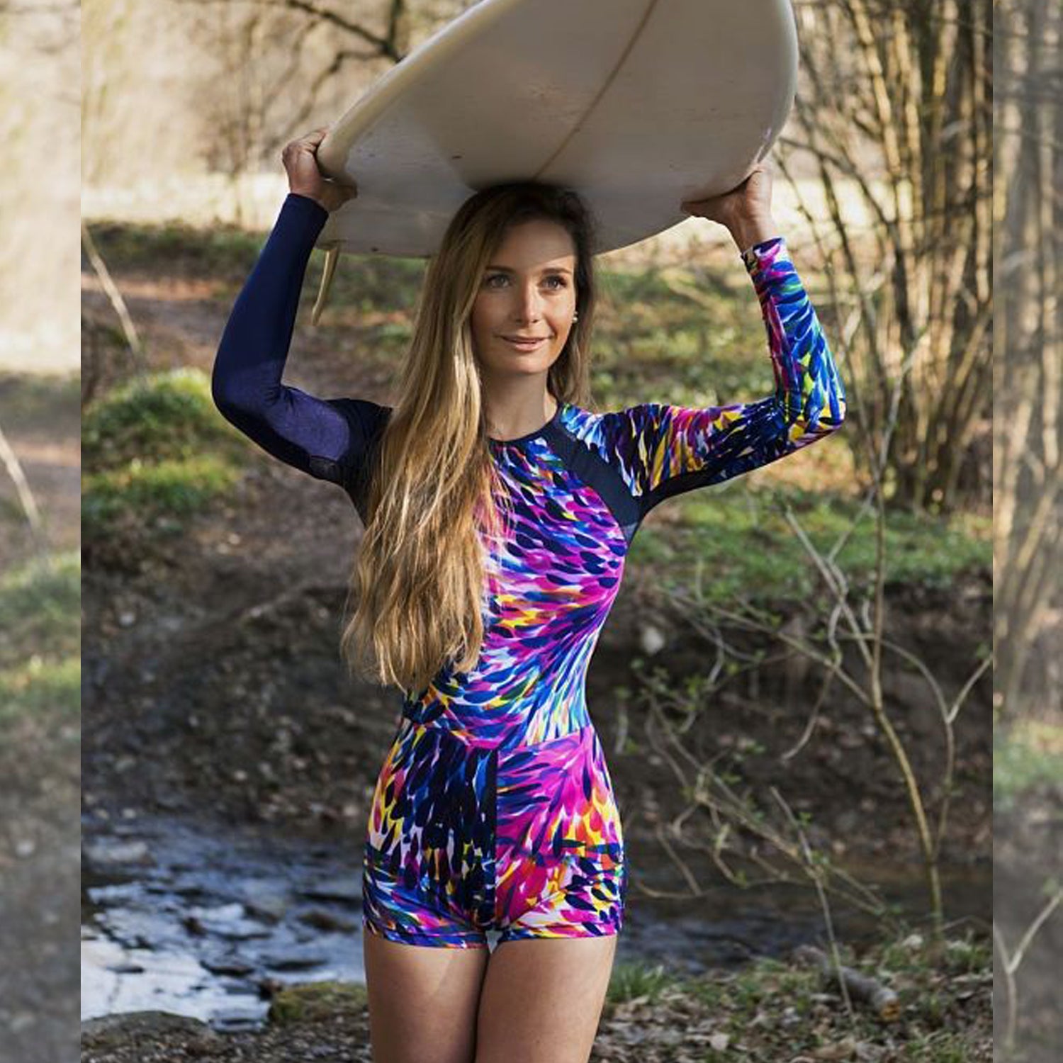 Womens One Piece Long Sleeve Rash Guard Swimsuit Boyleg Swimwear