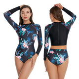 Women One Piece Swimsuit UPF50+ Rash Guard Floral Swimwear