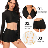 Long Sleeve Crop Top Bathing Suits Swimsuits for Women