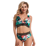 Women's 2 Piece Bikini Set High Waist Bikini Swimsuit Floral Bathing Suit