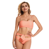 Women Bikini Set Pink Color Sexy Triangle Two Piece Swimsuit