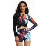 Long Sleeve Crop Top Bathing Suits Swimsuits for Women