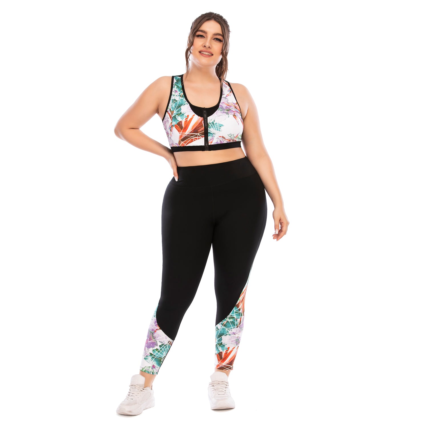 Plus Size Workout Clothes Racing Back Bra Yoga Pants