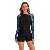 Long Sleeve Two Piece Printed Swimsuits for Women