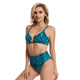 Women Leopard Printed Triangle High Waisted Two Piece Bikini Sets