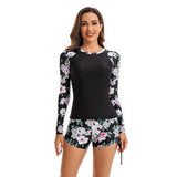 Floral Printed Rash Guard Swimsuit 2 Piece