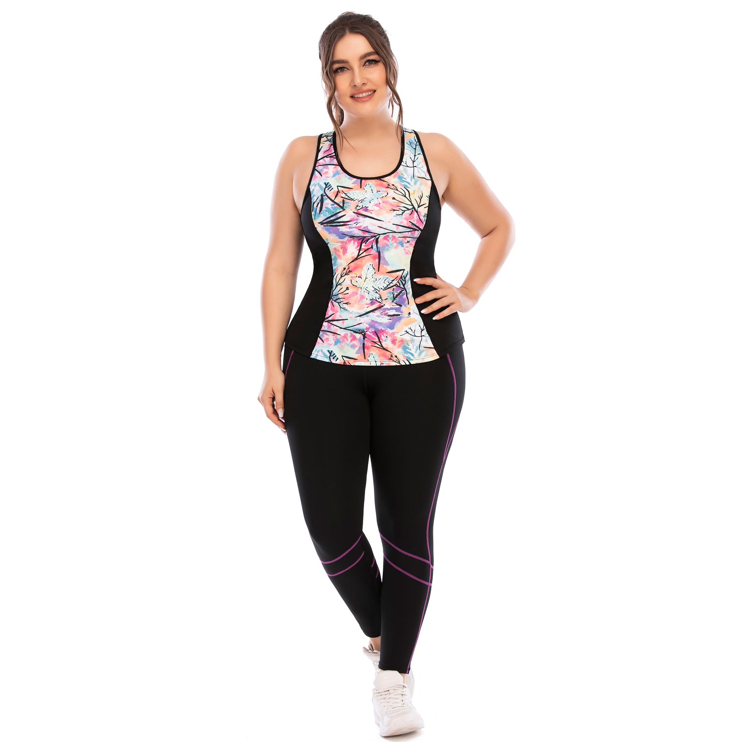 Plus Size Activewear Sets Active Tank Leggings with Pockets
