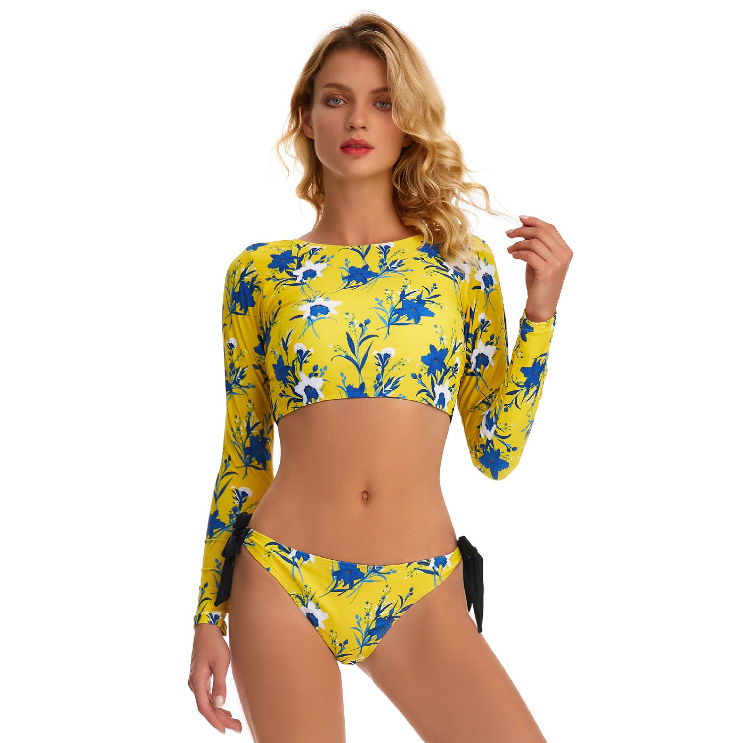 Long Sleeve Crop Top Bathing Suits Swimsuits for Women