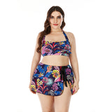 SiySiy Plus Size Women Swimwear Two Piece Swimsuit Top Sexy Apron High Waist Swimwear