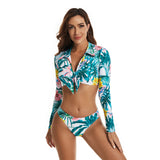 Womens Rash Guard Swimsuit Long Sleeve Bathing Suit Two Piece Crop Tops