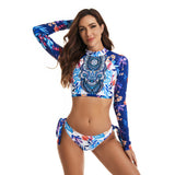 Womens Rash Guard Swimsuit Long Sleeve Bathing Suit Two Piece Crop Tops