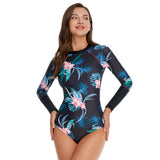 Women One Piece Swimsuit UPF50+ Rash Guard Floral Swimwear