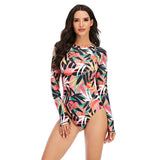 Long Sleeve Swimsuit Floral Printed One Piece Bathing Suit